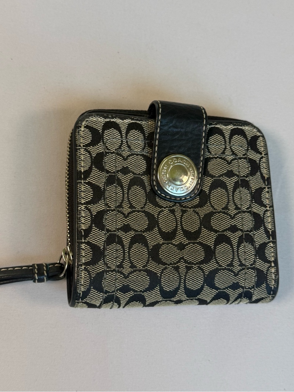 Coach Signature Canvas Zip Wallet in Black